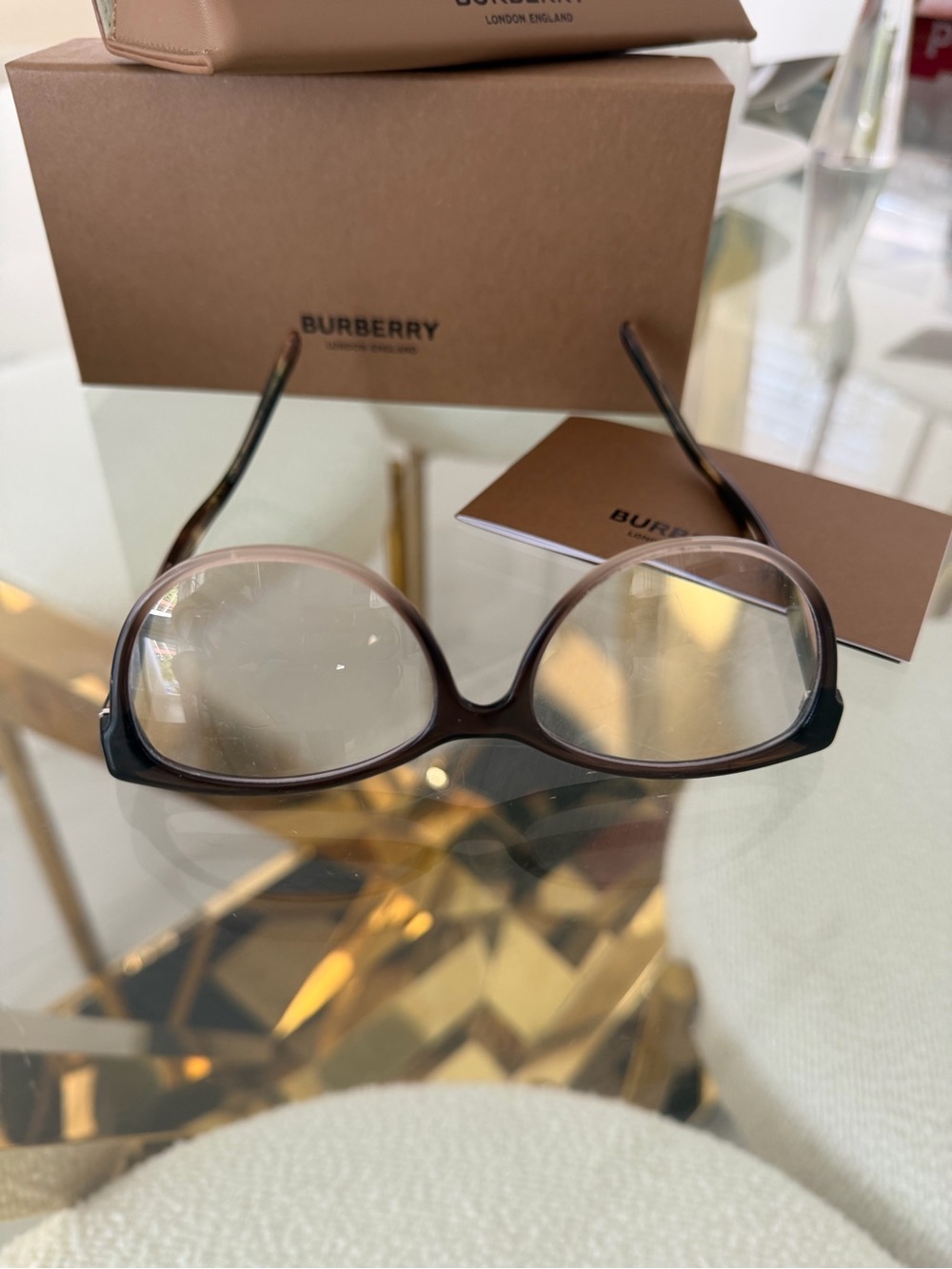 Burberry Brown Tortoiseshell Round Optical Frames - Picture 5 of 7